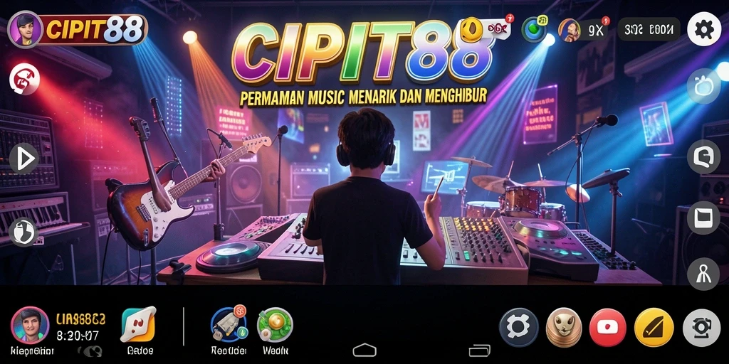 Screenshot menunjukkan gameplay seru dalam permainan musik.
