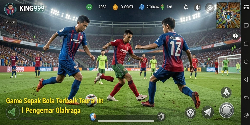 Tampilan gameplay KING999 yang menampilkan aksi seru dalam pertandingan sepak bola.
