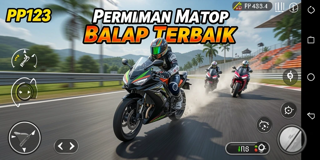Tangkapan layar gameplay PP123 menampilkan balapan seru dengan grafis yang memukau.