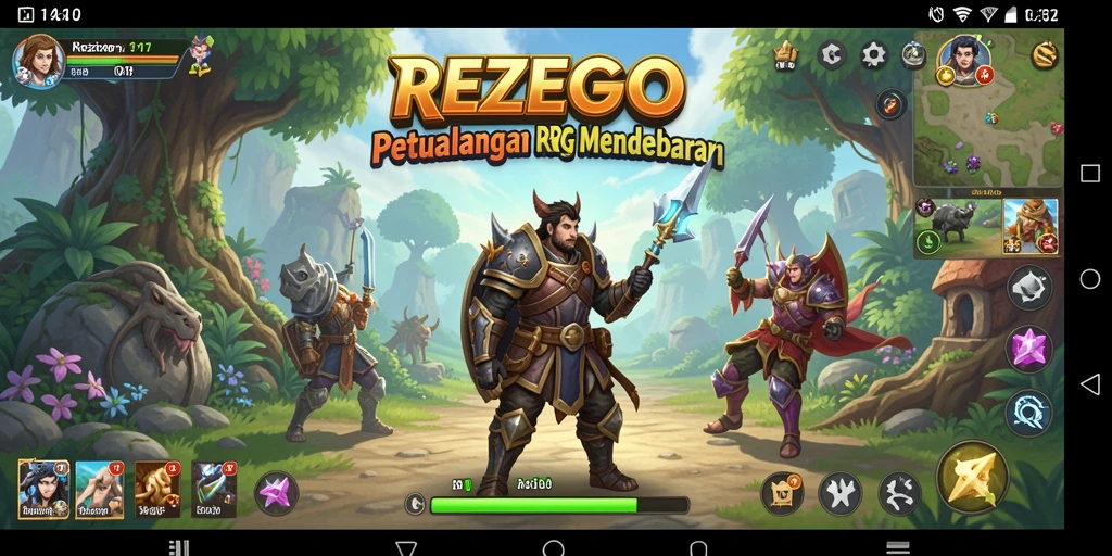 Tangkapan layar gameplay REZEGO menampilkan pertarungan seru dan grafis menawan.